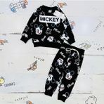 Sml Tekstil Mickey Mouse Çizgi Karakterli Siyah Erkek Çocuk Eşofman Pijama Alt Üst Takımı - 7 - 8 Yaş