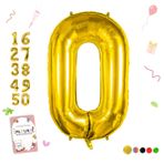 Smlpuame Doğum Günü Rakamları Balon Büyük 0 Yaş | Folyo Balon 0 XXL çocuk Doğum Günü Dekorasyonu 0-9 Altın dev Folyo Balon 40 inç - 101 cm Düğün Yıldönümü için Helyum Folyo Numaralı Balonlar