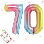 Smlpuame Doğum Günü Rakamları Balon Büyük 70 Yaş | Folyo Balon 70 XXL çocuk Doğum Günü Dekorasyonu 0-9 Gökkuşağı Renk Geçişli dev Folyo Balon 40 inç - 101 cm Helyum Folyo Numaralı Balonlar