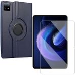 Smody Xiaomi Mi Pad 6 Kılıf 360 Dönerli Standlı Kapaklı+ Temperli Cam Ekran Koruyucu - Lacivert