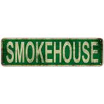 Smokehouse metal sac levha, eğlenceli, vintage, dar, sokak, 40,6 x 10,2 cm, duvar sanatı, dekor, demir poster, ev, çiftlik evi, bar, kafe, garaj, iç ve dış mekan için Rus hediyesi