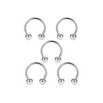 Smooth Carts 316L Cerrahi Çelik Gümüş 5Li Set Septum Piercing Gümüş