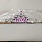 SMR-B049-GÜMÜŞ Gümüş Renk Prenses Yazılı Parti Tacı 60 cm