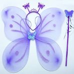 SMR-B085 Lila Renk Kelebek Kanadı Tacı ve Sopası 50x37 cm