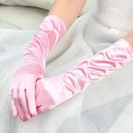 SMR-D287-PEMBE Uzun Boy Ekstra Parlak Saten Eldiven Pembe Renk