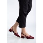 SMRMODA Kısa Bordo Kadın 4 cm Topuklu Ayakkabı