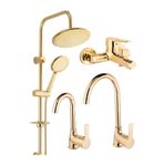 SMS MUSLUK Gold 4'lü Set,yuvarlak Duş Seti,banyo,mutfak Evye,lavabo Batarya