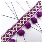 SMTCM 5 yarda renkli ponpon şerit, püsküllü, 3 cm, ponpon şeridi, püsküllü şerit, ponpon, püsküllü bant, ponpon bandı, ponpon bandı, kendin yap kostümleri için ponpon bandı, kıyafet, dekorasyon, lila