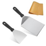smtfcty Izgara spatulası 2 adet plastik saplı ızgara spatulası seti, ızgara çatal bıçak seti, paslanmaz çelik, hamburger kağıdı dahil, Smash Burger, Plancha Spatula, Teppanyaki Zube için ızgara
