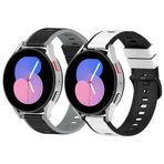 SMYAOSI Samsung Gear S2 Classic/Gear Sport/Galaxy Watch için kayış 42 mm, 20 mm silikon bileklik, Galaxy Watch Active 40 mm/Galaxy Watch Active2 40 mm 44 mm/Galaxy Watch4, Siyah Gri+Beyaz Siyah,