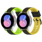 SMYAOSI Samsung Gear S2 Classic/Gear Sport/Galaxy Watch için kayış 42 mm, 20 mm silikon bileklik, Galaxy Watch Active 40 mm/Galaxy Watch Active2 40 mm 44 mm/Galaxy Watch4, Siyah Sarı+Siyah Yeşil,