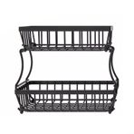 SMZhomeone Depolama Sepeti Modern 2 Katmanlı Ayrılabilir Sebze Meyve Rafı Mutfak Depolama Organizatör Siyah Tel Sepet 30X20x31cm