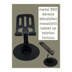 SNA Alüminyum Katlanabilir 360 Dönebilen Ayarlanabilir Telefon ve Tablet Tutucu Masa Üstü Standı Siyah