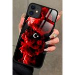 Snacase Apple iPhone 11 Uyumlu Türk Bayrağı Tasarımlı Glossy Premium Kılıf, Çift Katmanlı, Siyah