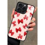 Snacase Apple iPhone 12 Pro Max ile Uyumlu Kırmızı Kurdele Tasarımlı Glossy Premium Kılıf