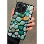 Snacase Apple iPhone 13 Pro Max ile Uyumlu Yeşil Taş Tasarımlı Glossy Premium Kılıf