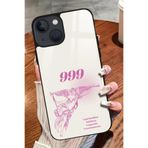 Snacase Apple iPhone 15 ile Uyumlu 999 Yazılı Glossy Premium Kılıf, Çift Katmanlı, Siyah-Beyaz