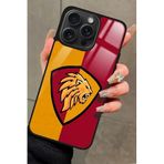 Snacase Apple iPhone 15 Pro Max ile Uyumlu Aslan Tasarımlı Glossy Premium Kılıf, Galatasaray, Kırmızı Sarı