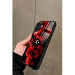 Snacase iPhone 16 ile Uyumlu Türk Bayrağı Tasarımlı Glossy Premium Kılıf, Kırmızı-Siyah