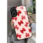 Snacase iPhone 17 ile Uyumlu Kırmızı Kurdele Tasarımlı Glossy Premium Kılıf