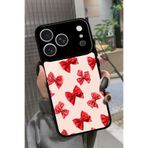 Snacase iPhone 17 Pro ile Uyumlu Kırmızı Kurdele Tasarımlı Glossy Premium Kılıf