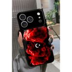 Snacase iPhone 17 Pro ile Uyumlu Türk Bayrağı Tasarımlı Glossy Premium Kılıf, Çift Katmanlı, Siyah