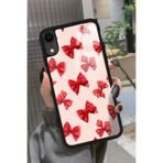 Snacase iPhone Xr ile Uyumlu Kırmızı Kurdele Tasarımlı Glossy Premium Kılıf