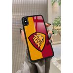 Snacase iPhone Xs ile Uyumlu Aslan Tasarımlı Glossy Premium Kılıf, Galatasaray, Kırmızı-Sarı