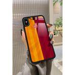 Snacase iPhone Xs Max ile Uyumlu Futbol Takımı Tasarımlı Glossy Premium Kılıf, Galatasaray, Çift Katmanlı
