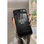 Snacase iPhone Xs Max ile Uyumlu Taraftar Sözü Yazılı Glossy Premium Kılıf, Beşiktaş, Siyah