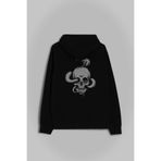 Snake And Skull Kuru Kafa Kobra Yılan Skeleton Ön ve Arka Baskılı Sweatshirt Unisex Kapüşonlu Hoodie Siyah