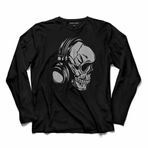 Snake And Skull Kuru Kafa Kobra Yılan Skeleton Uzun Kollu Tişört Baskılı Çocuk T-Shirt Siyah