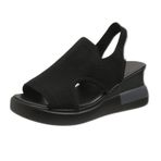 SnamicE Kadınlar için Ortopedik Dolgu Sandalet Burnu Açık Elastik Ayak Bileği Kayışı Örgü Balık Ağzı Sandalet Kemer Destekli Örgü Rahat Açık Hava Ayakkabıları, Siyah, EU39/US7.5 (Siyah EU43/US11)