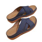 SnamicE Ortopedik Kemer Destekli Kadınlar için Topuklu Sandalet Platform Ayakkabılarda Kayma Deri Katır Açık Burun Yaz Terlik Yürüyüş Ayakkabısı, Kahverengi, US4/EU35 (Mavi US8/EU39)