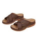SnamicE Ortopedik Kemer Destekli Kadınlar için Topuklu Sandalet Platform Ayakkabılarda Kayma Deri Katır Burnu Açık Yaz Terlik Yürüyüş Ayakkabısı, Kahverengi, US4/EU35 (Kahverengi US5/EU36)