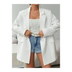 Snatch Kadın Beyaz Oversize Blazer Ceket Baharlık Yazlık Hafif Kumaş