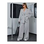 Snatch Kadın Oversize Ceket & Yüksek Bel Palazzo Pantolon Takım – Şık Takım Elbise, Baharlık Yazlık, Modern İkili Set