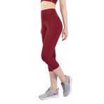 Snc Kadın Yüksek Bel Kapri Yoga Tayt, Polyester Spandeks, Toparlayıcı Özellikli, Cepli, Siyah, Spor ve Günlük Kullanım (Bordo, M)