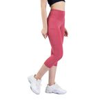 Snc Kadın Yüksek Bel Kapri Yoga Tayt, Polyester Spandeks, Toparlayıcı Özellikli, Cepli, Siyah, Spor ve Günlük Kullanım (Gül Kurusu, L)