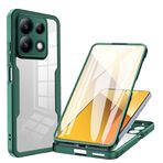SNCLET Redmi Note 13 5G ile uyumlu 360 Derece Korumalı Şeffaf Kapak Dahili Ekran Koruyucu Şeffaf 2'si 1 Arada Yumuşak Çift Katmanlı Sağlam Arka Kılıf Redmi Note 13 5G,Yeşil
