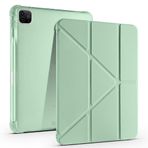 Sneezy Apple iPad Pro 11 inç 3.Nesil M1 2021 İle Uyumlu Kılıf Üçgen Katlanabilir Kalem Şarj Bölmeli Kılıf Yeşil