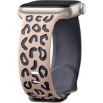Sneezy Apple Watch İle Uyumlu 38 40 41mm Leopar Desenli Yumuşak Silikon Kordon Seri 2 3 4 5 6 Se 7 8 9 10 42mm Krem