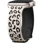 Sneezy Apple Watch İle Uyumlu 38 40 41mm Leopar Desenli Yumuşak Silikon Kordon Seri 2 3 4 5 6 Se 7 8 9 10 42mm Starlight