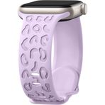 Sneezy Apple Watch İle Uyumlu 44 45 46mm Leopar Desenli Yumuşak Silikon Kordon Seri 2 3 4 5 6 Se 7 8 9 10 Lila