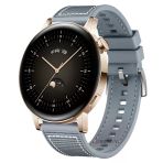 Sneezy Huawei Watch Gt 2 Elegant-Classic 42Mm Uyumlu 20Mm Dikiş Desenli Dokuma Silikon Kordon Gri