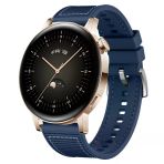Sneezy Huawei Watch Gt 2 Elegant-Classic 42Mm Uyumlu 20Mm Dikiş Desenli Dokuma Silikon Kordon Lacivert