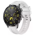 Sneezy Huawei Watch Gt4 46Mm İle Uyumlu Spor Silikon Metal Tokalı Soft Saat Kordonu Beyaz