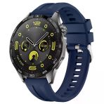 Sneezy Huawei Watch Gt4 46Mm İle Uyumlu Spor Silikon Metal Tokalı Soft Saat Kordonu Lacivert