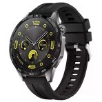 Sneezy Huawei Watch Gt4 46Mm İle Uyumlu Spor Silikon Metal Tokalı Soft Saat Kordonu Siyah