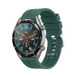Sneezy Huawei Watch GT5 46mm İle Uyumlu 22mm NovaGT Metal Tokalı Yumuşak Silikon Kordon Haki